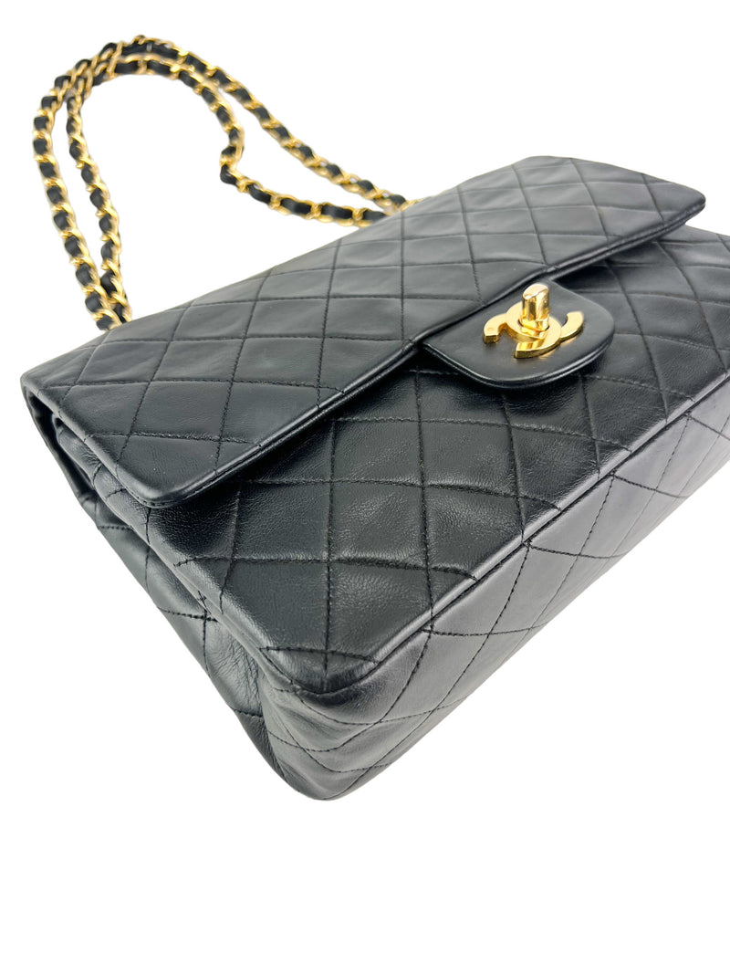 Chanel Vintage Medium Black Quilted Lambskin Classic Double Flap