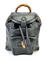 Gucci Black Leather Bamboo Mini Backpack
