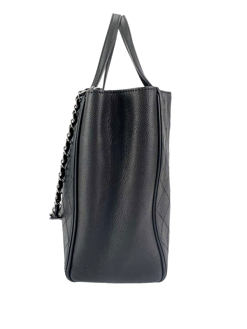 Chanel Black Caviar Stitched Hamptons Tote