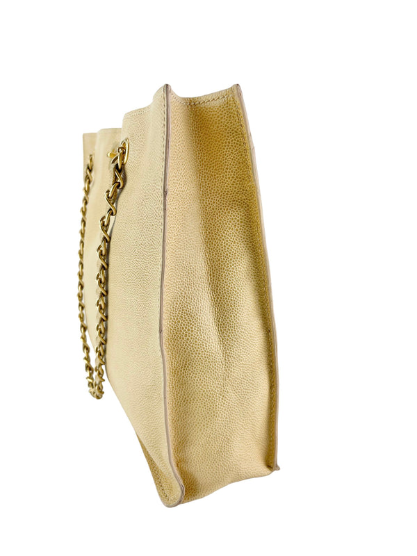 Chanel Beige Caviar Gold Hardware Tote