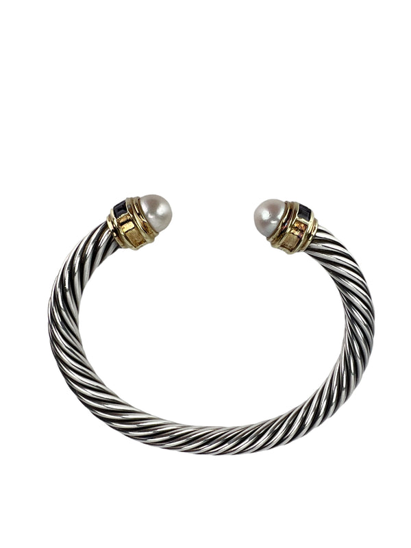 David Yurman Pearl Amethyst 14k Gold Silver Cable Bracelet (FULL SET)