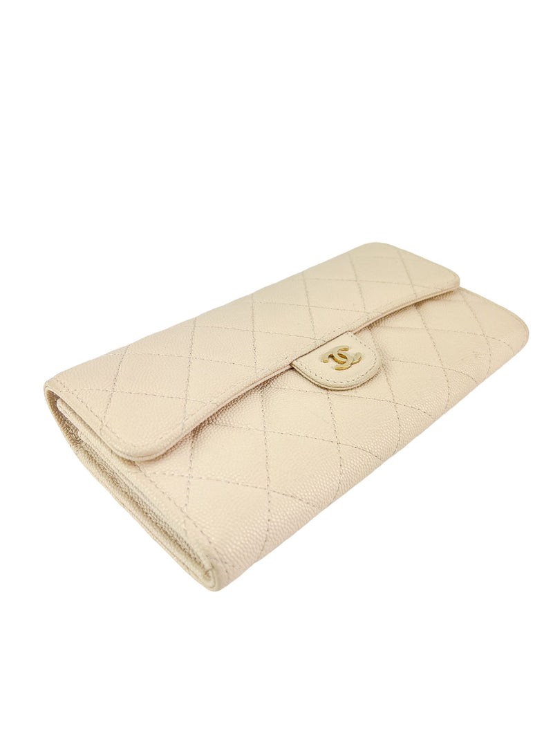 Chanel Classic Quilted Wallet on Chain Beige Clair Caviar