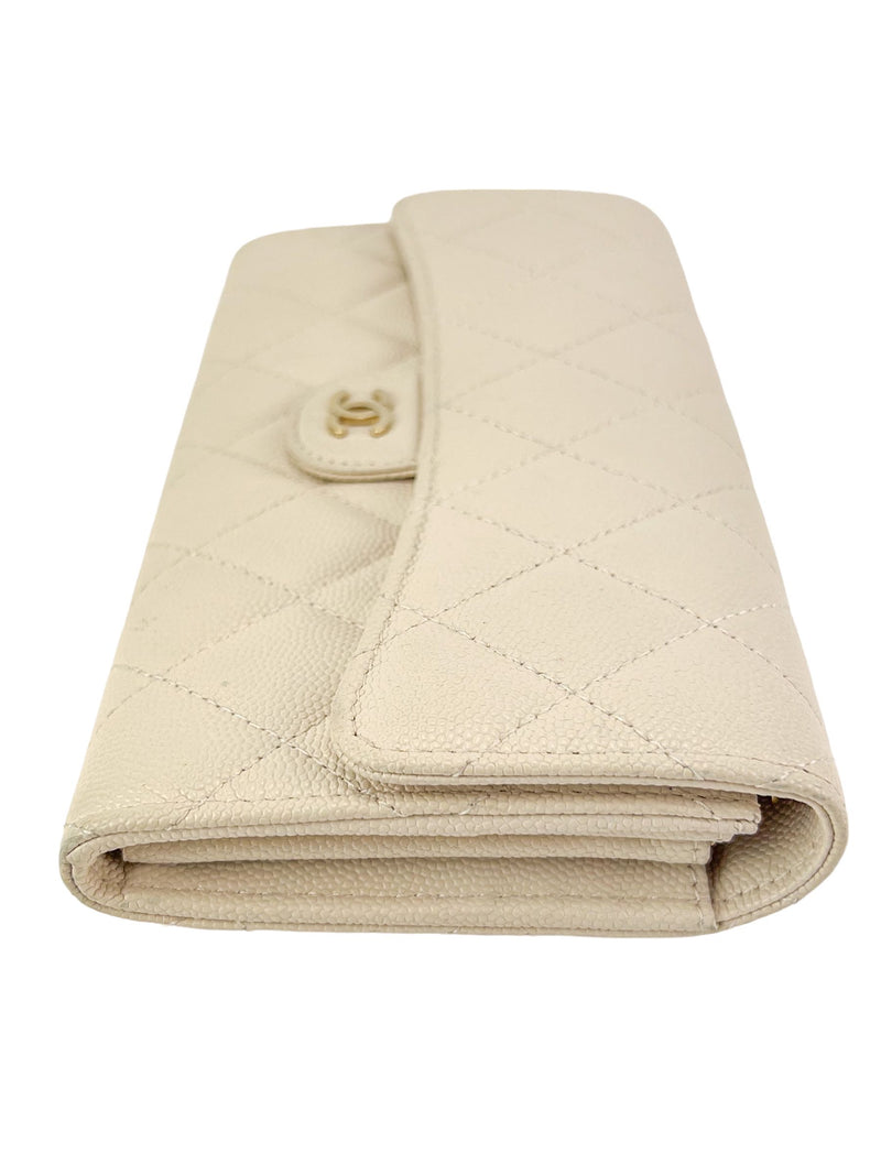 Chanel Cream Quilted Caviar Long Wallet (FULL SET) – Season 2 Consign
