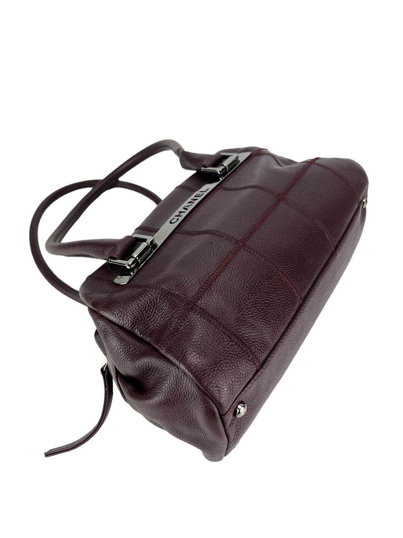 Chanel Dark Purple Caviar Bowler Bag