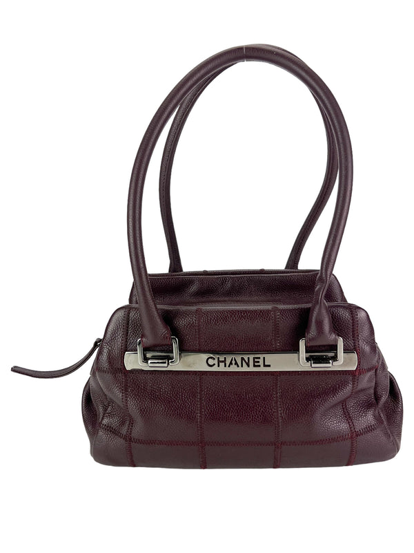 Chanel Dark Purple Caviar Bowler Bag