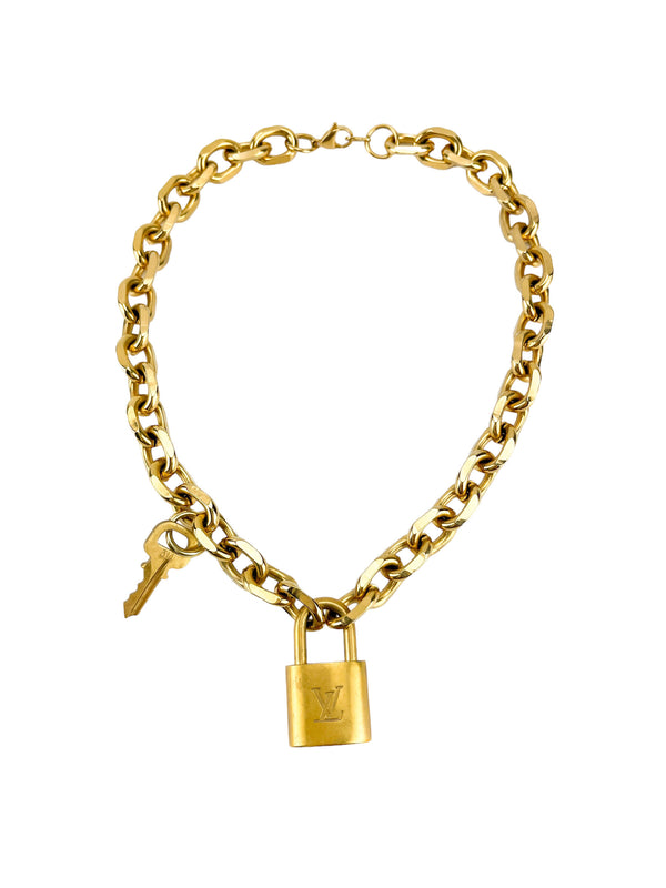 Upcycled LV Padlock Necklace W/ Key