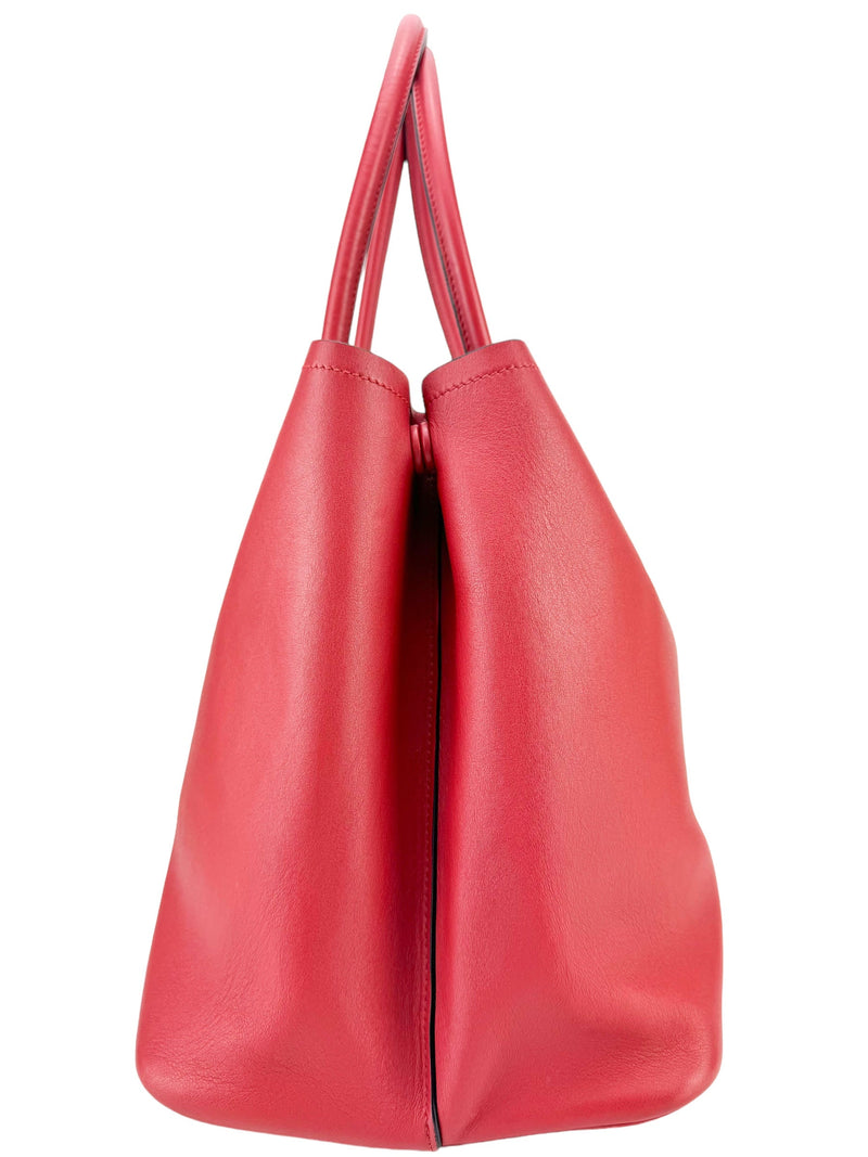 Prada Red Leather Double Large Tote Bag