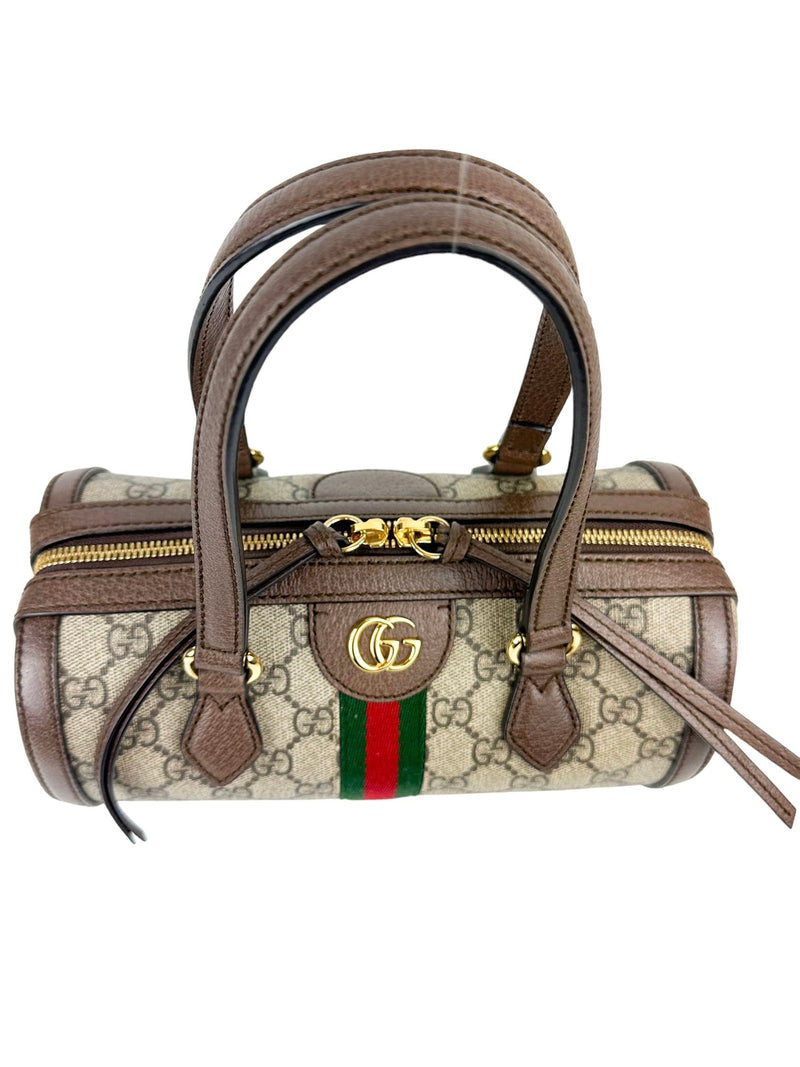 Gucci Brown Ophidia Small Boston Bag