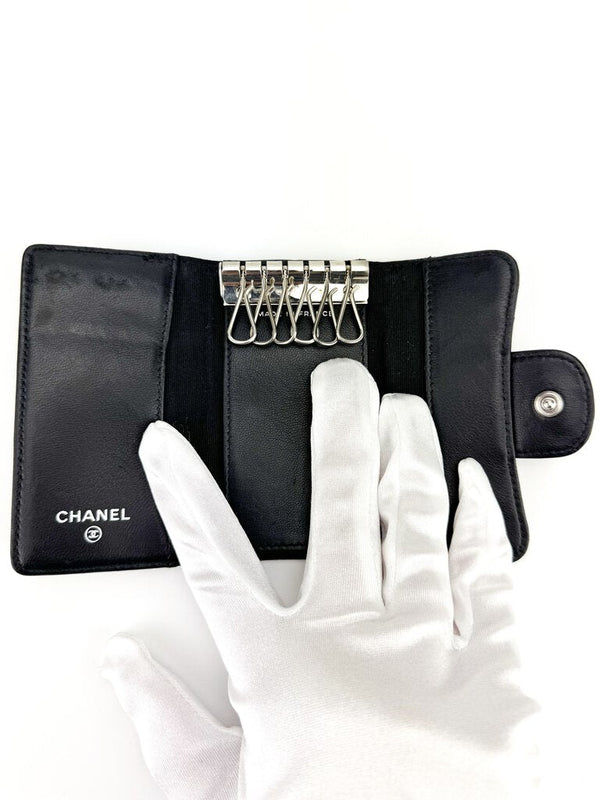 Chanel Black Lambskin Leather Key Case