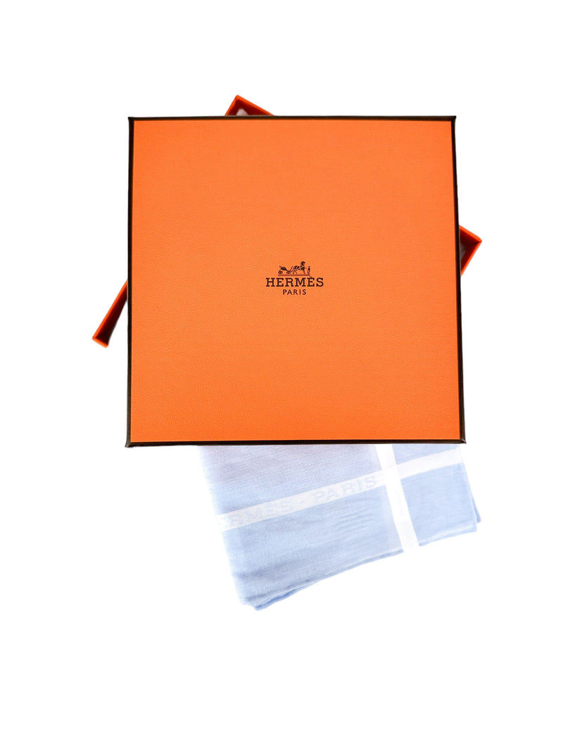 Hermes Chambray And Grey Cotton Handkerchiefs Gift Box