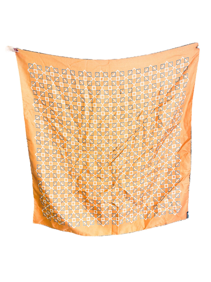 Hermes Orange Brown Silk Scarf