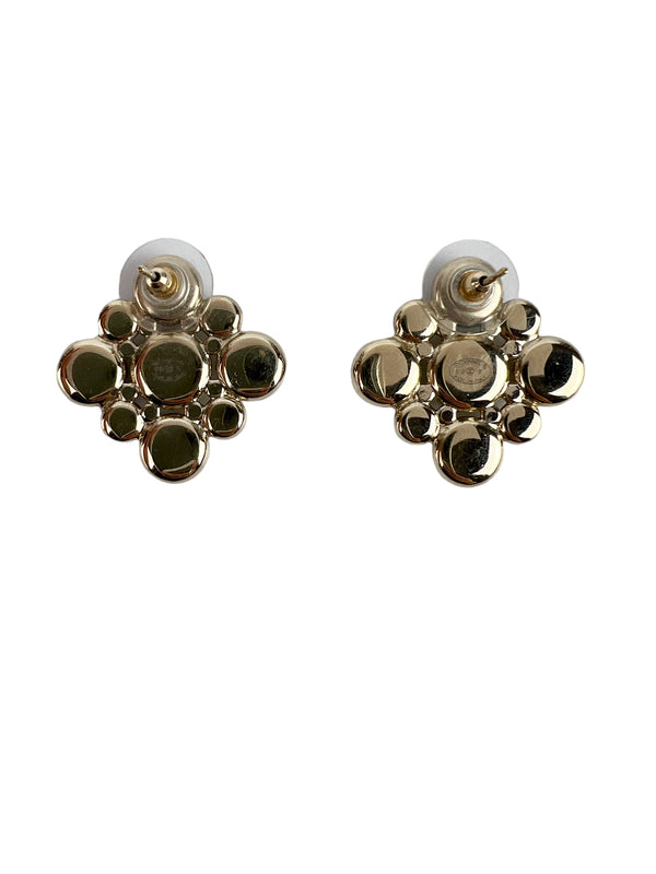 Chanel Champagne Gold Black Pearl Earrings