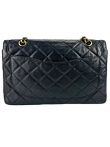 Chanel Vintage Black Quilted Lambskin 2 Tone Double Flap