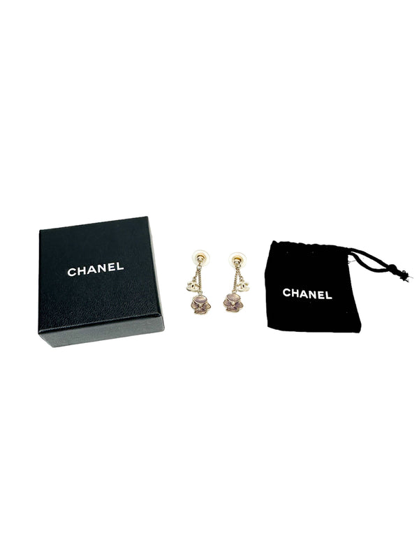 Chanel Gold Tone Coco and Camelia Earrings (Full Set)