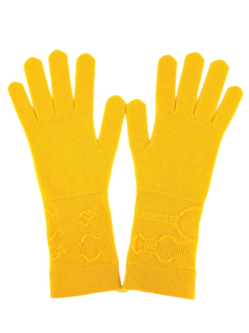 Hermes Yellow Cashmere Gloves Size S (FULL SET)