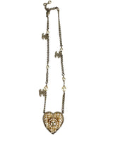 Chanel Silver Faux Pearl Heart Necklace