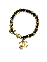 Chanel Gold Tone Black Velvet Bracelet