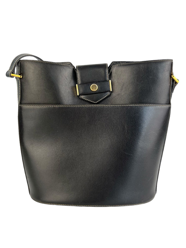 Christian Dior Black Vintage Leather Bucket