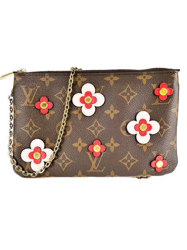 Louis Vuitton Coated Canvas Blooming Flowers Double Pochette Bag Limited Edition