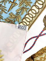 Hermès Pink and Gold Cavalerie Print 90cm Silk Scarf