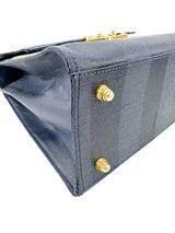 Fendi Navy Pequin Top Handle Bag