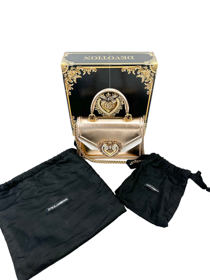 Dolce & Gabbana Rose Gold Metallic Mini Devotion Bag (Full Set)